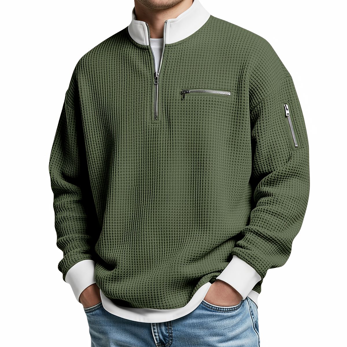 Kalden - Waffelstrick Quarter-Zip Pullover