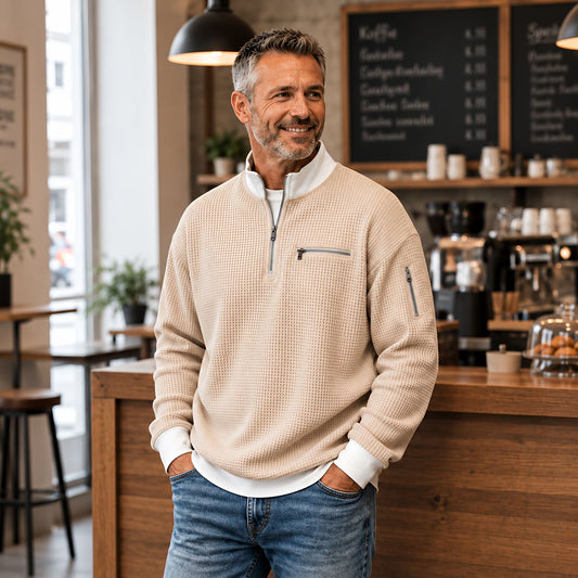 Kalden - Waffelstrick Quarter-Zip Pullover