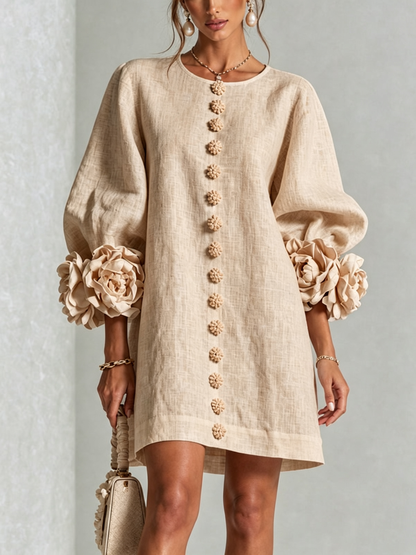 Silvia - Mini-Hemdblusenkleid mit Rosettenmanschetten