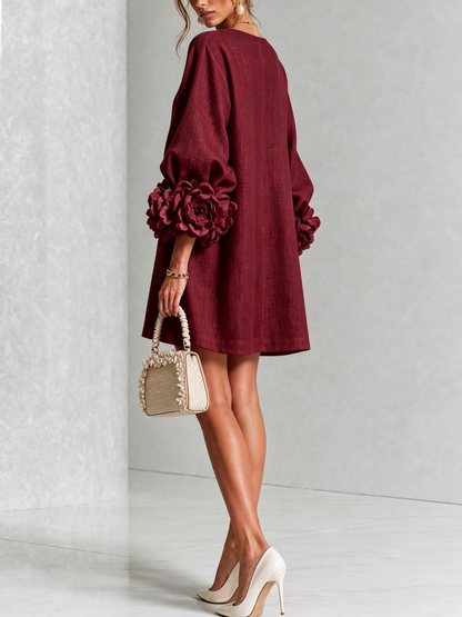 Silvia - Mini-Hemdblusenkleid mit Rosettenmanschetten