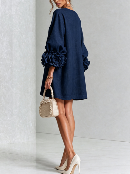 Silvia - Mini-Hemdblusenkleid mit Rosettenmanschetten
