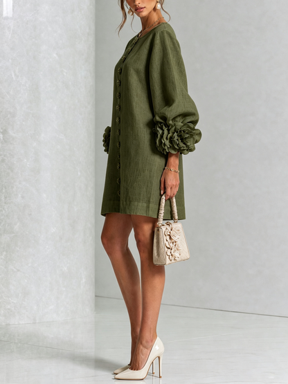 Silvia - Mini-Hemdblusenkleid mit Rosettenmanschetten