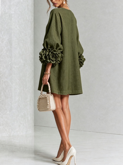 Silvia - Mini-Hemdblusenkleid mit Rosettenmanschetten