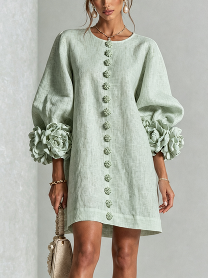 Silvia - Mini-Hemdblusenkleid mit Rosettenmanschetten