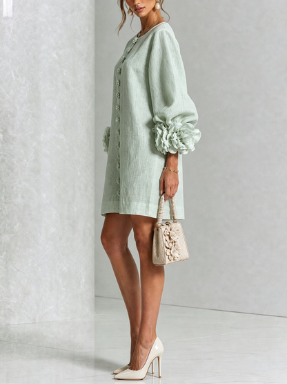 Silvia - Mini-Hemdblusenkleid mit Rosettenmanschetten