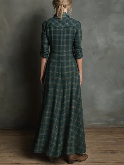 Talina - Kariertes Maxi-Hemdblusenkleid