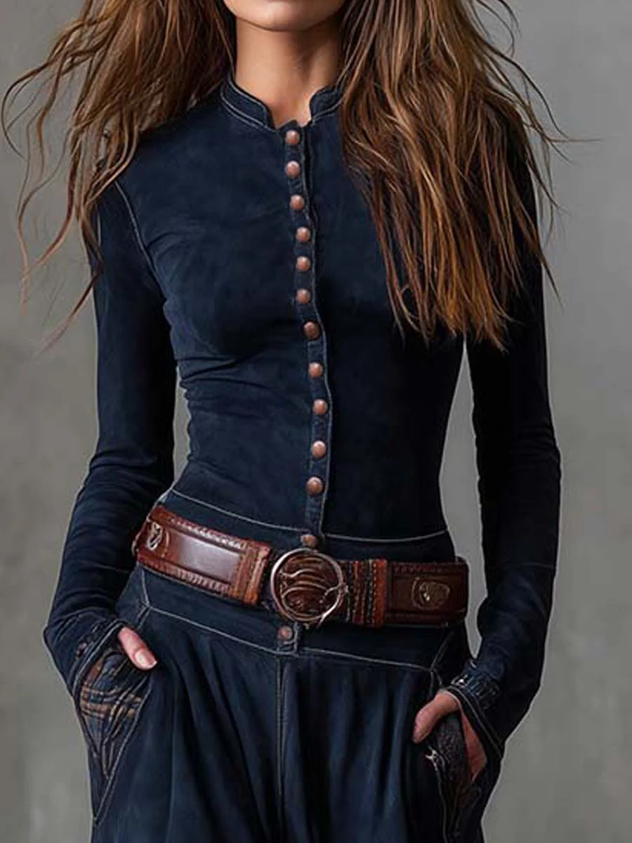 Elise - Patchwork-Maxikleid in Wildlederoptik