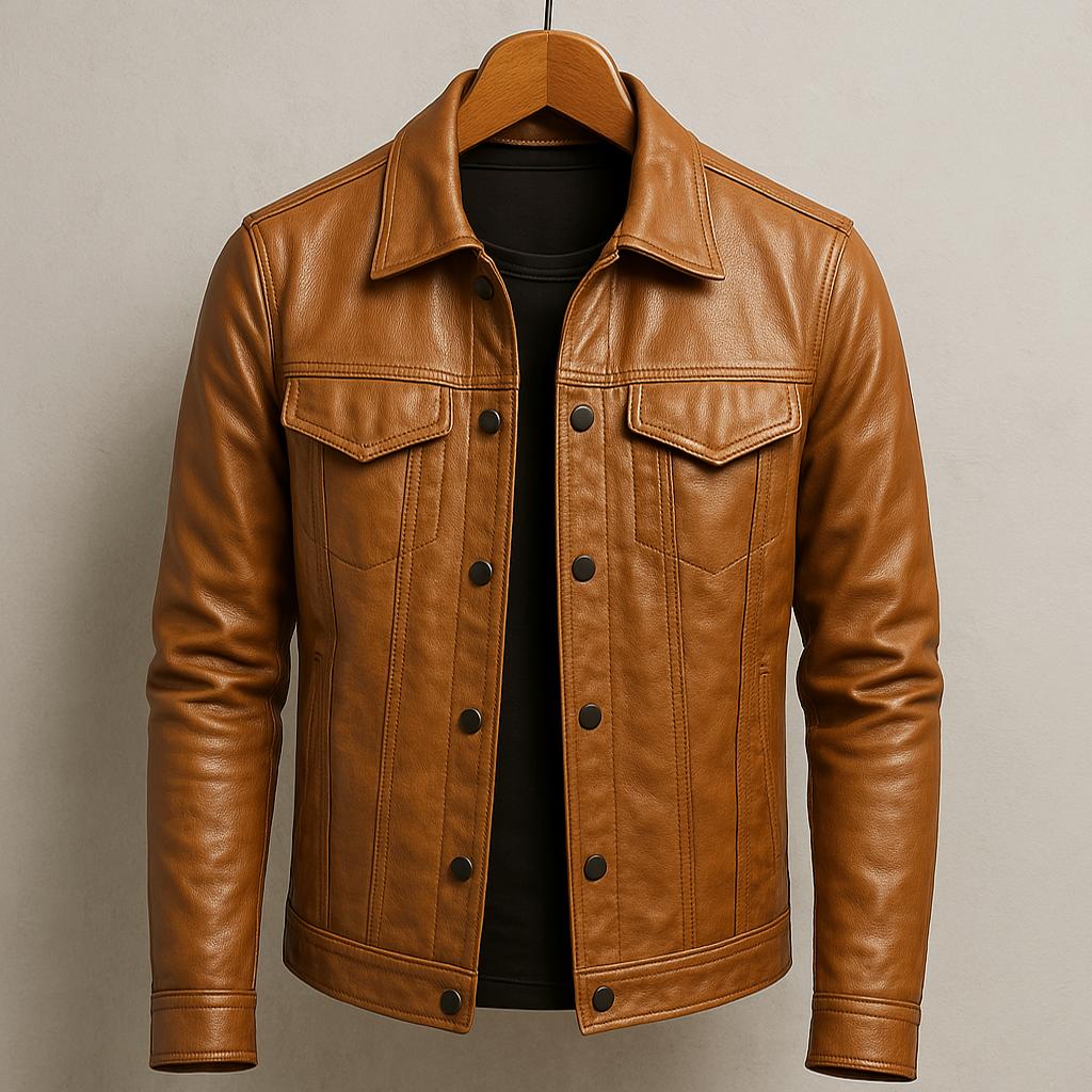 Zavero - Slim-Fit Bikerjacke aus Echtleder