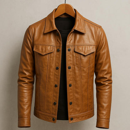 Zavero - Slim-Fit Bikerjacke aus Echtleder