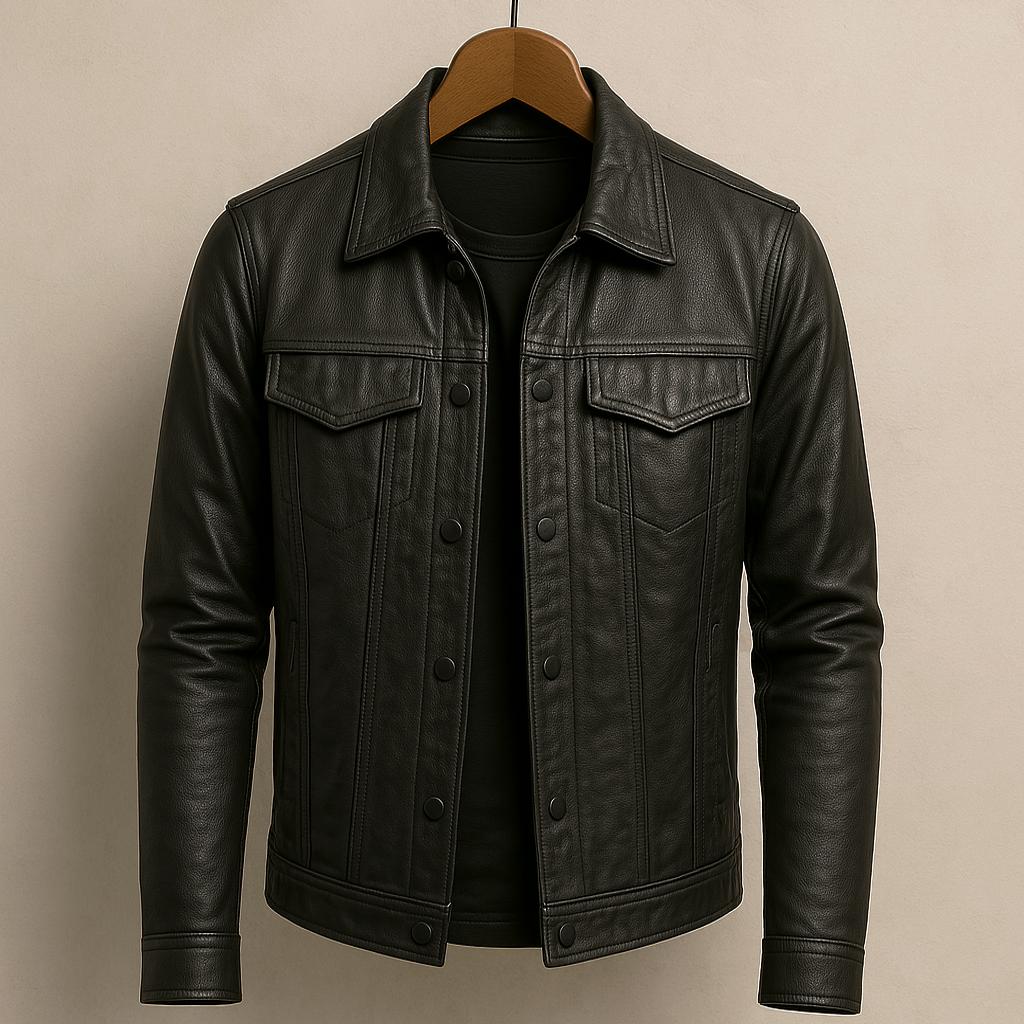 Zavero - Slim-Fit Bikerjacke aus Echtleder