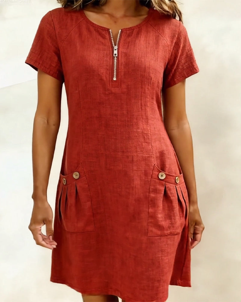 Lina - Baumwoll-Leinen A-Linien-Kleid