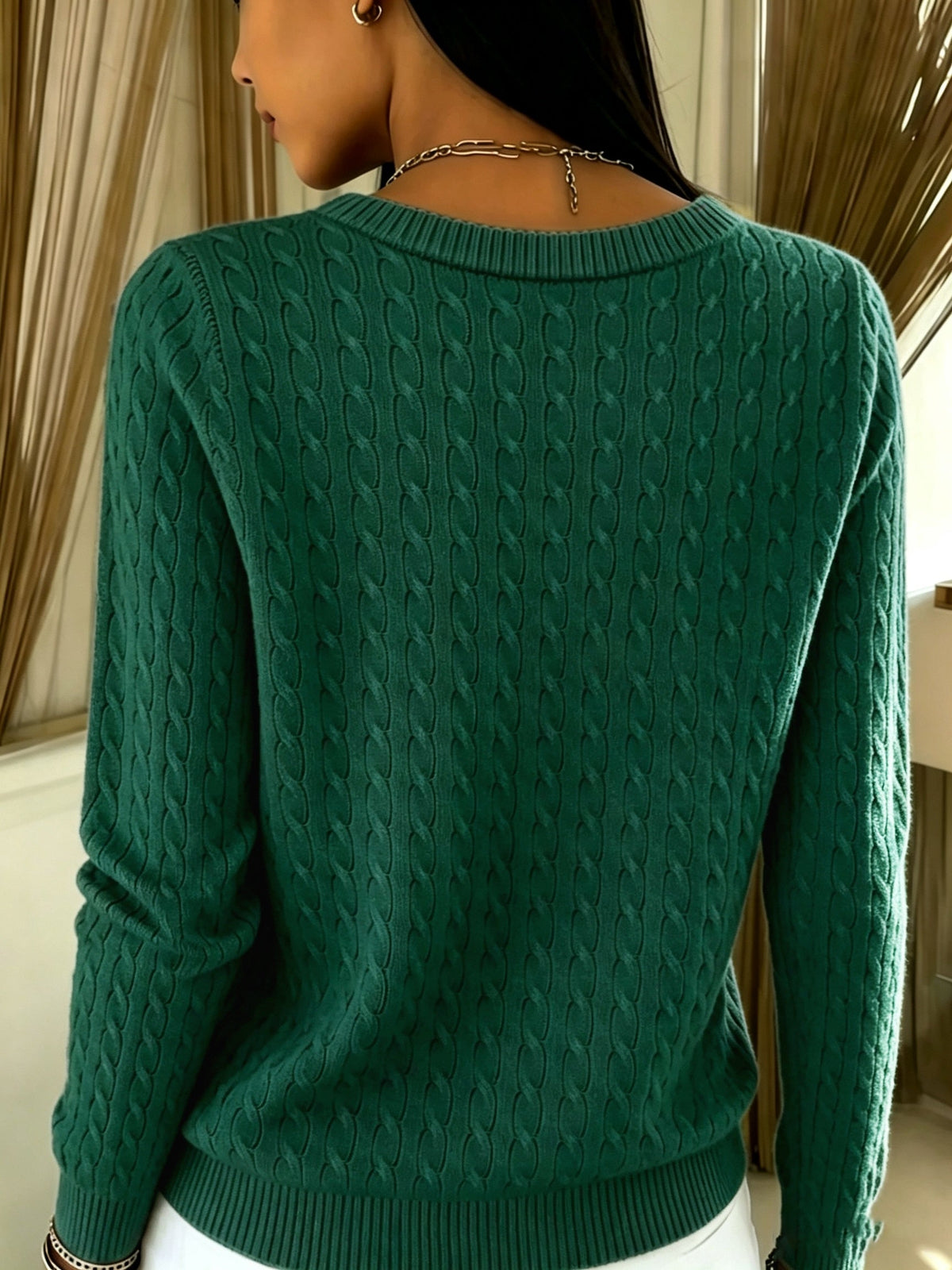 Tilde - Ein-Knopf Zopfstrick-Strickjacke
