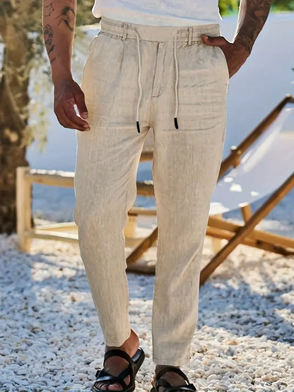 Avenor - Weite Leinenhose mit Kordelbund