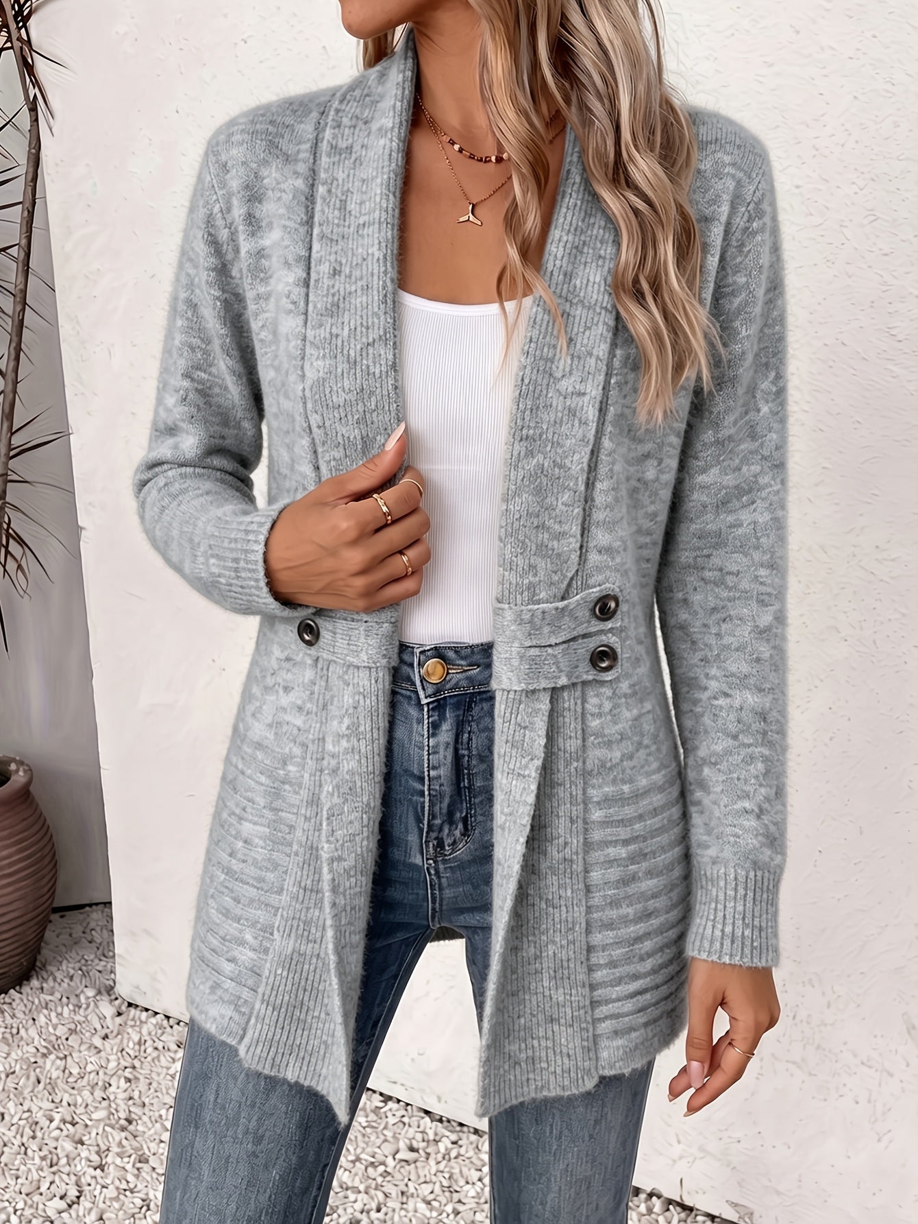 Felecia - Halblanger Gürtel-Cardigan
