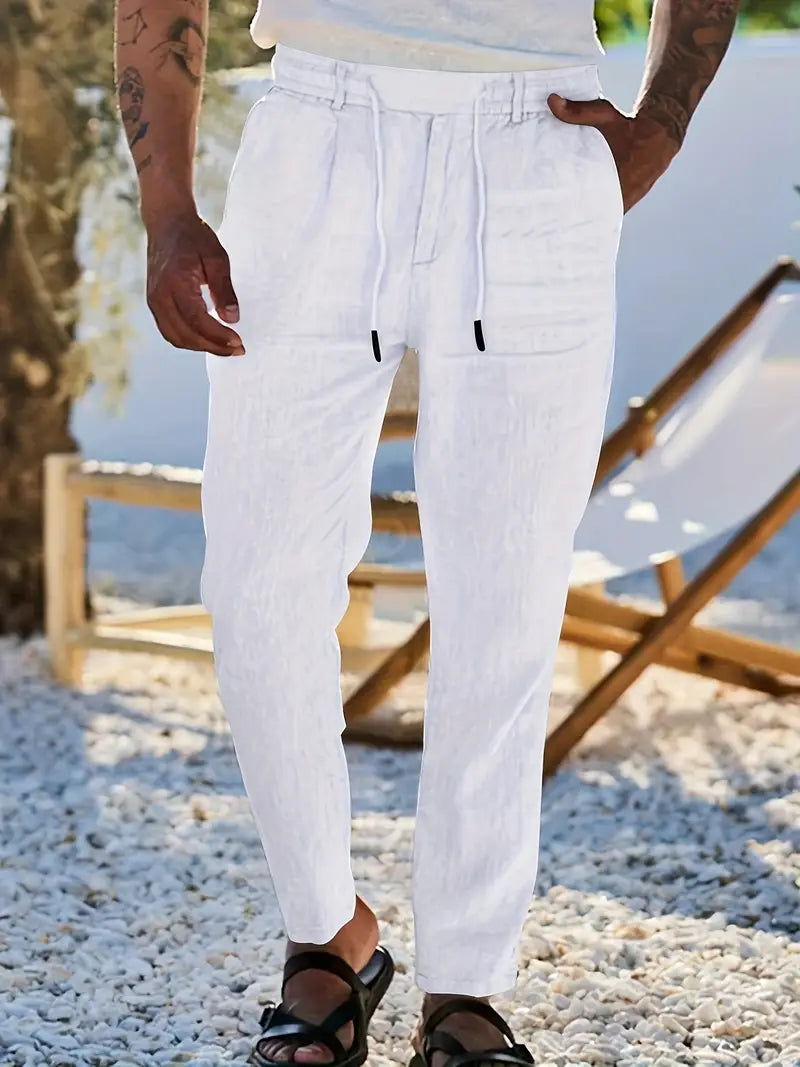 Avenor - Weite Leinenhose mit Kordelbund