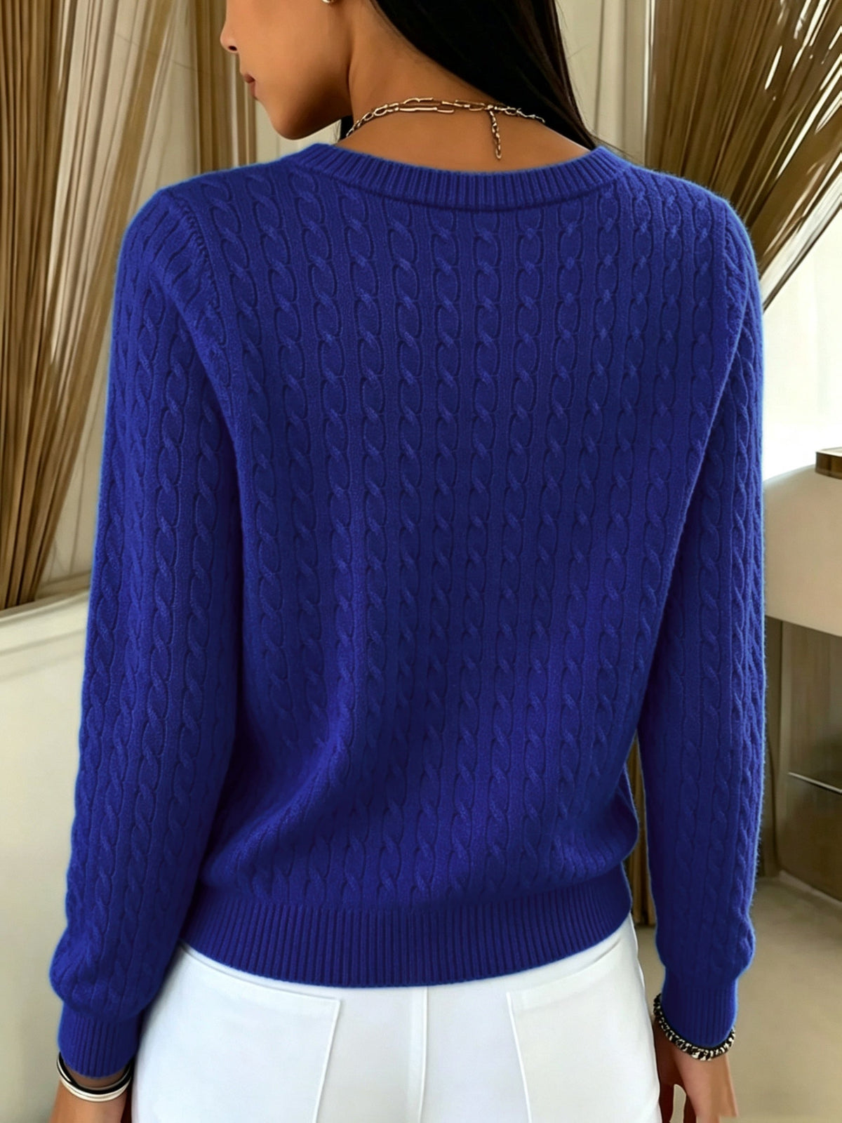 Tilde - Ein-Knopf Zopfstrick-Strickjacke