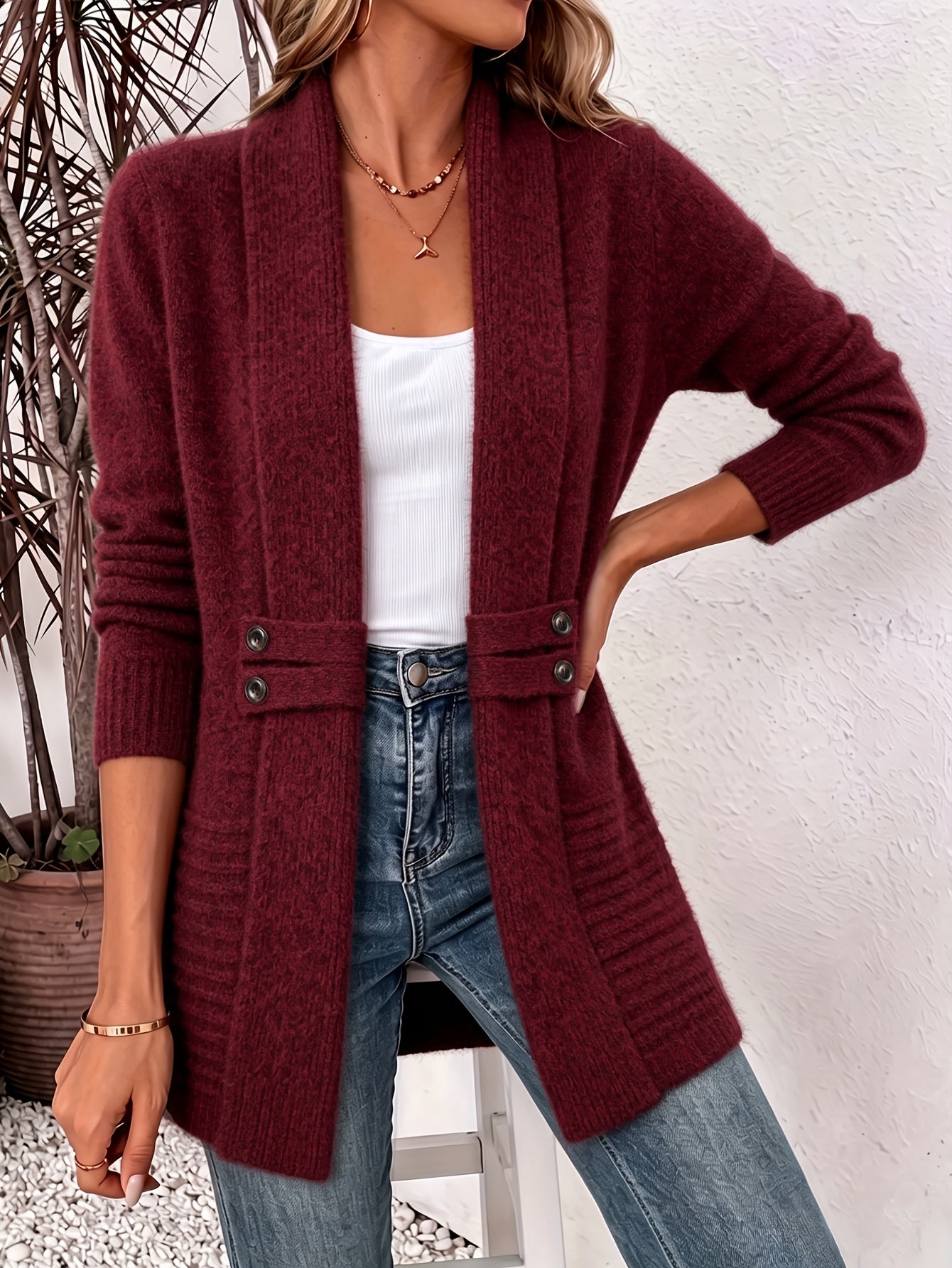 Felecia - Halblanger Gürtel-Cardigan