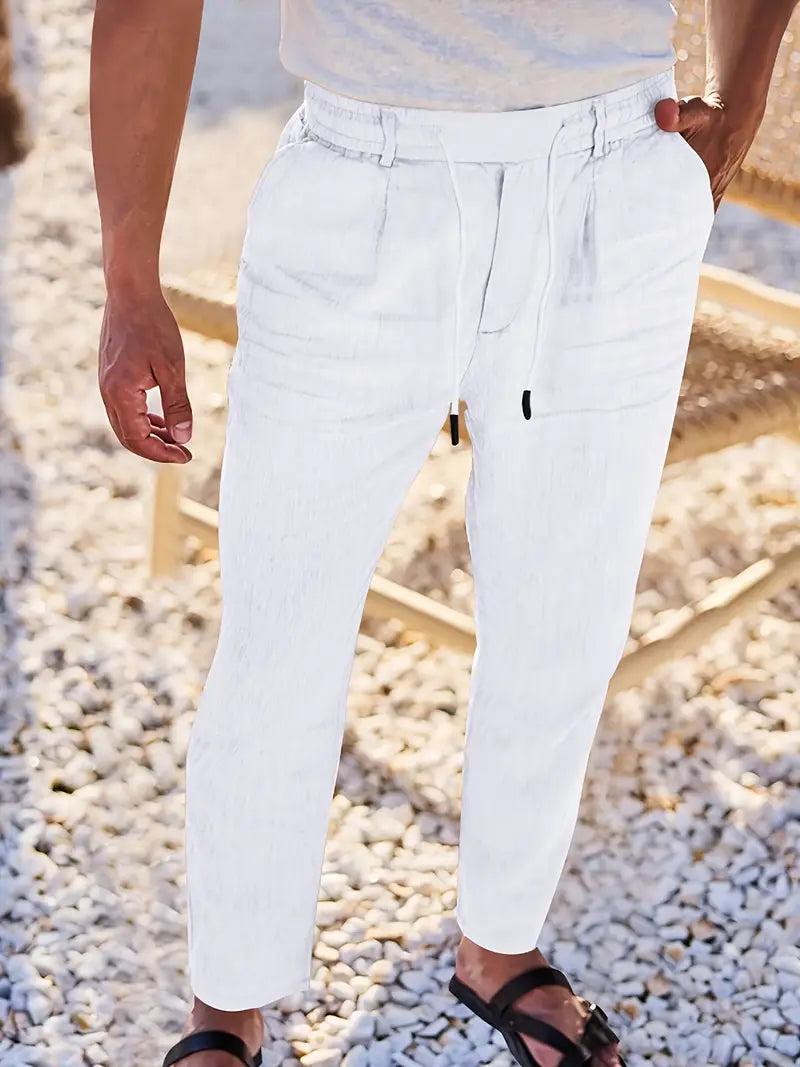 Avenor - Weite Leinenhose mit Kordelbund
