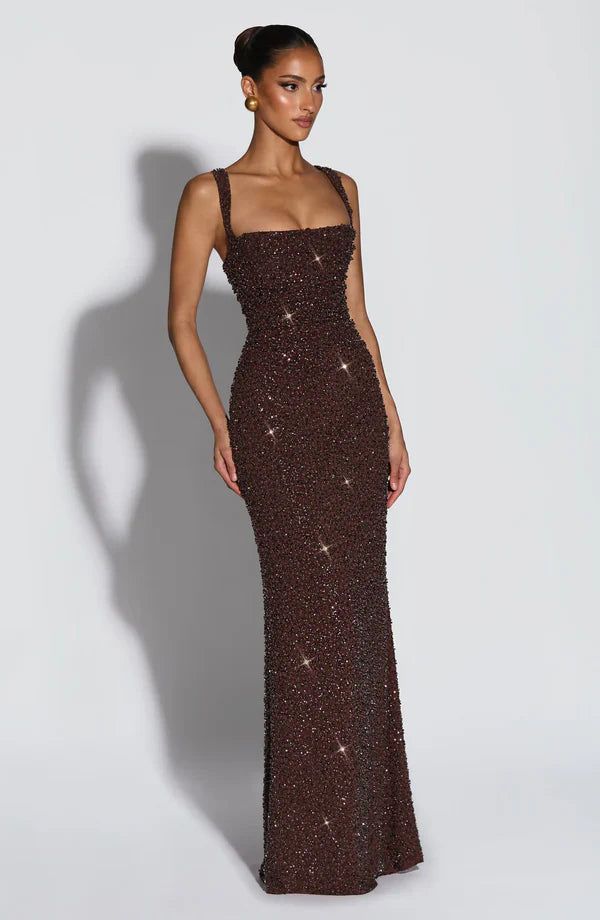 Liora - Schimmerndes Korsagen-Maxikleid