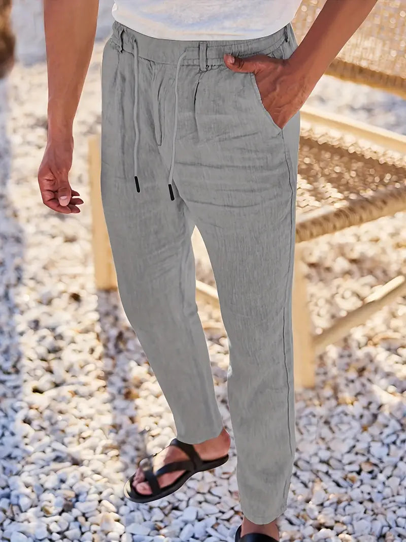 Avenor - Weite Leinenhose mit Kordelbund