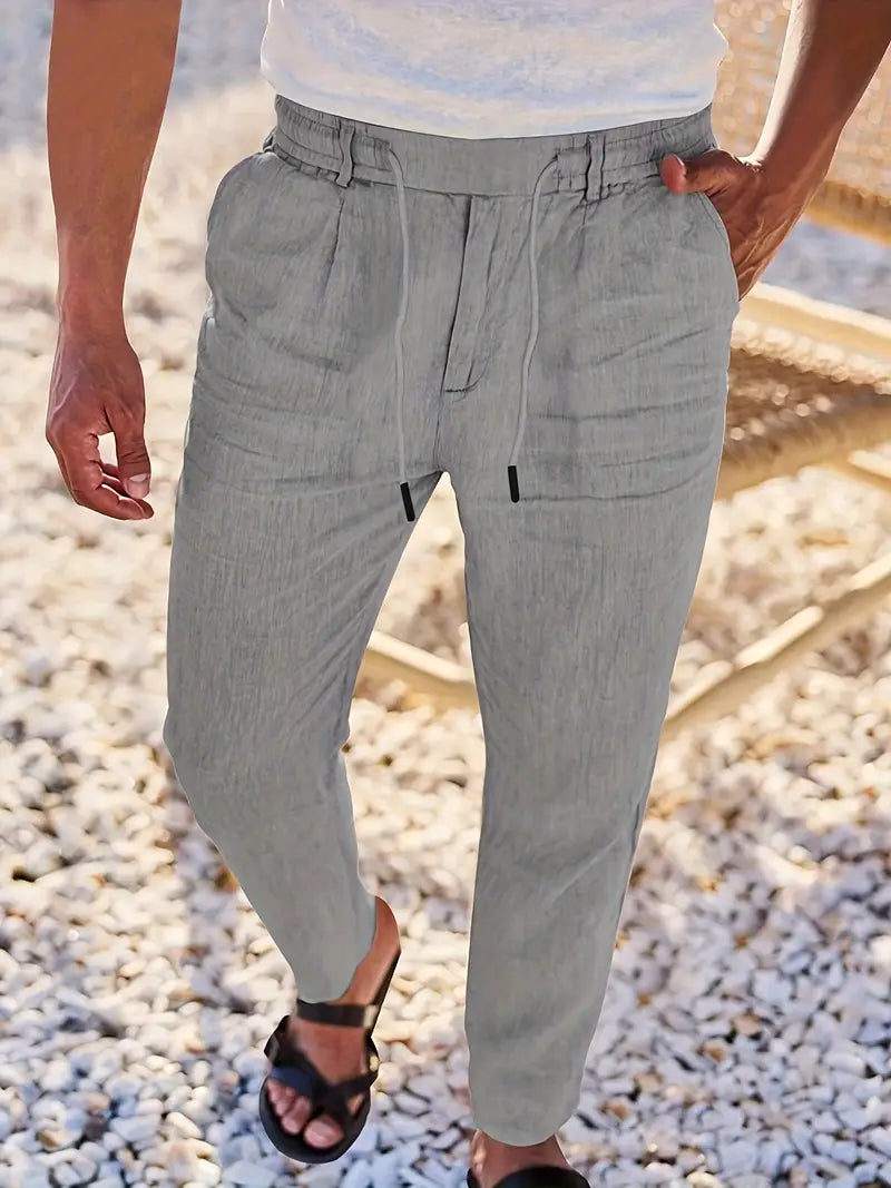 Avenor - Weite Leinenhose mit Kordelbund