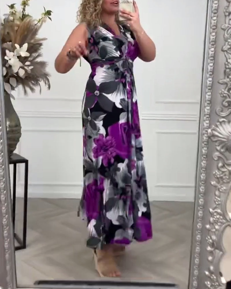 Keri - Florales Plissee-Maxikleid