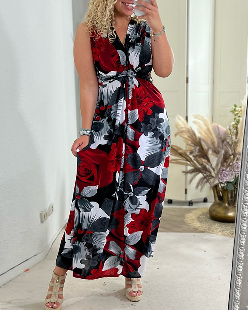 Keri - Florales Plissee-Maxikleid