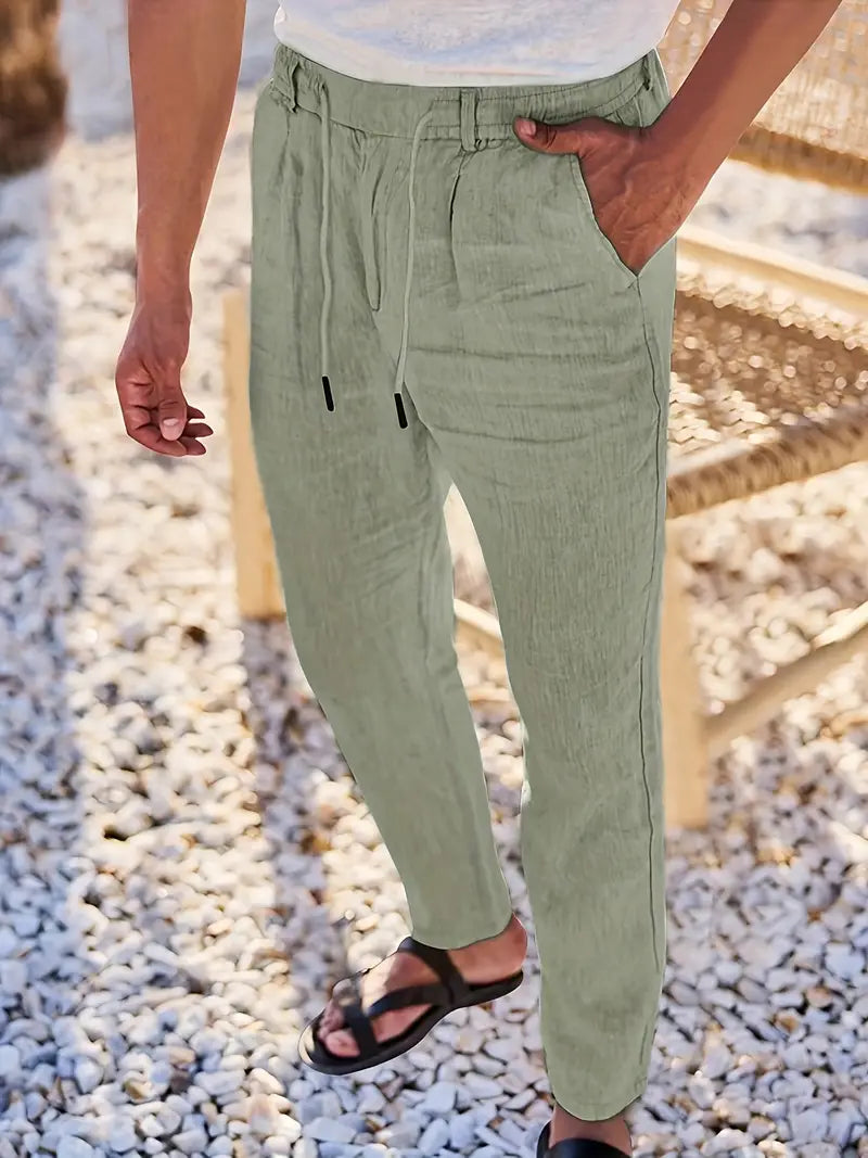 Avenor - Weite Leinenhose mit Kordelbund