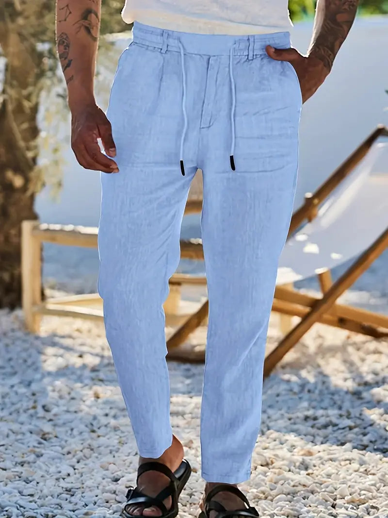 Avenor - Weite Leinenhose mit Kordelbund
