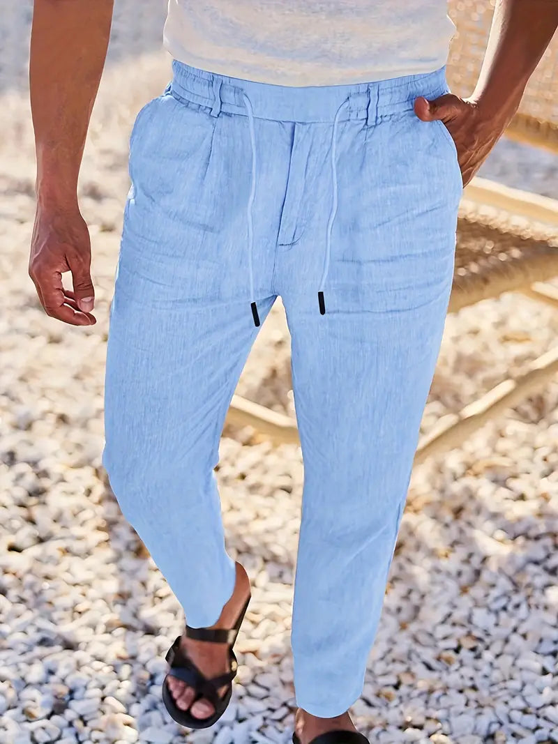 Avenor - Weite Leinenhose mit Kordelbund