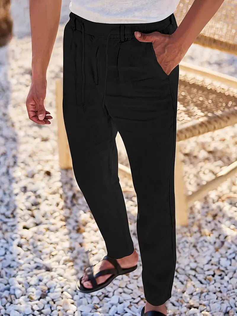 Avenor - Weite Leinenhose mit Kordelbund