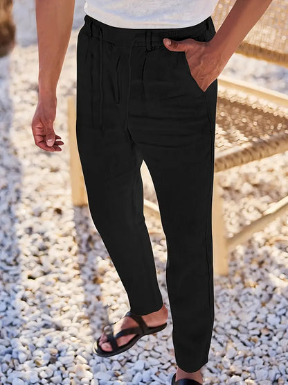 Avenor - Weite Leinenhose mit Kordelbund