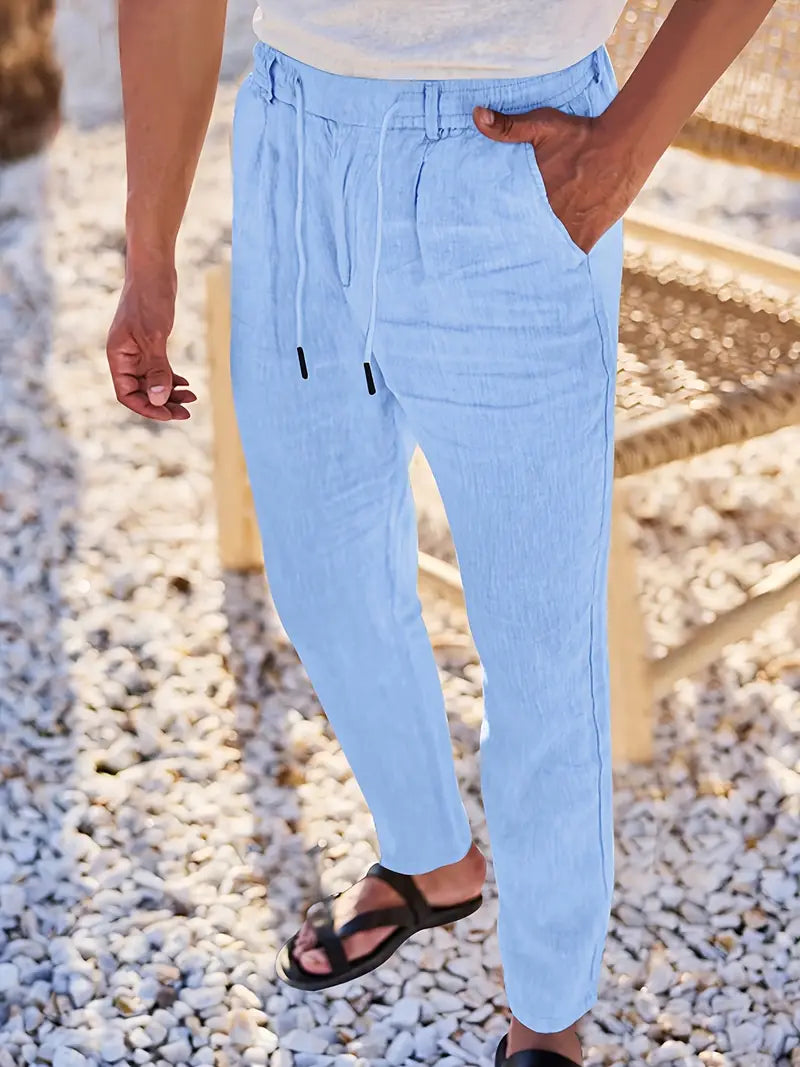 Avenor - Weite Leinenhose mit Kordelbund