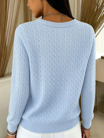 Tilde - Ein-Knopf Zopfstrick-Strickjacke