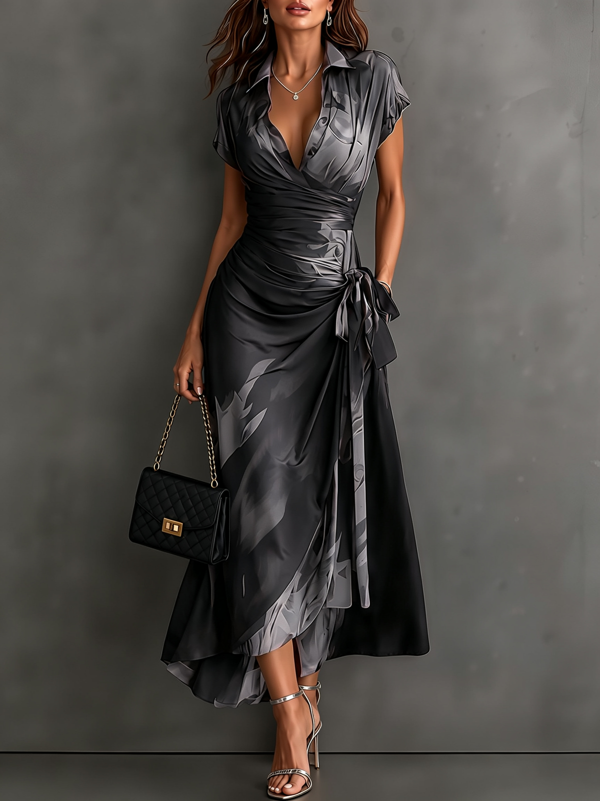 Tonia - Aquarell-Print Wickel-Midikleid