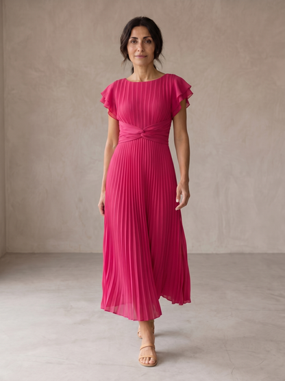 Seraphina - Plissiertes Maxikleid mit Knotendetail