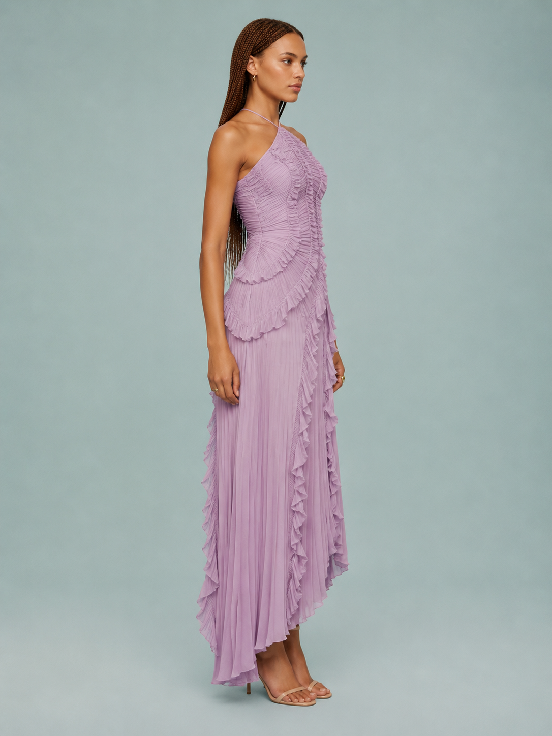 Serelina - Halterneck-Maxikleid mit Rüschen