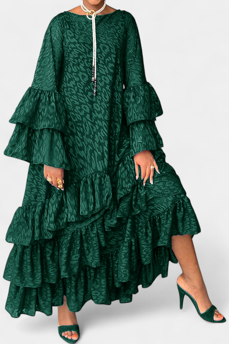 Valoria - Asymmetrisches Maxikleid mit Glockenärmeln