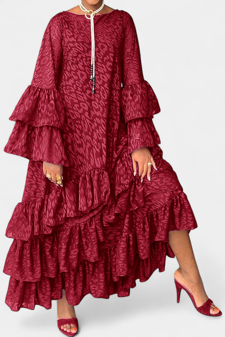 Valoria - Asymmetrisches Maxikleid mit Glockenärmeln