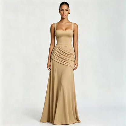 Lenara - Drapiertes Maxikleid mit Schnürrücken