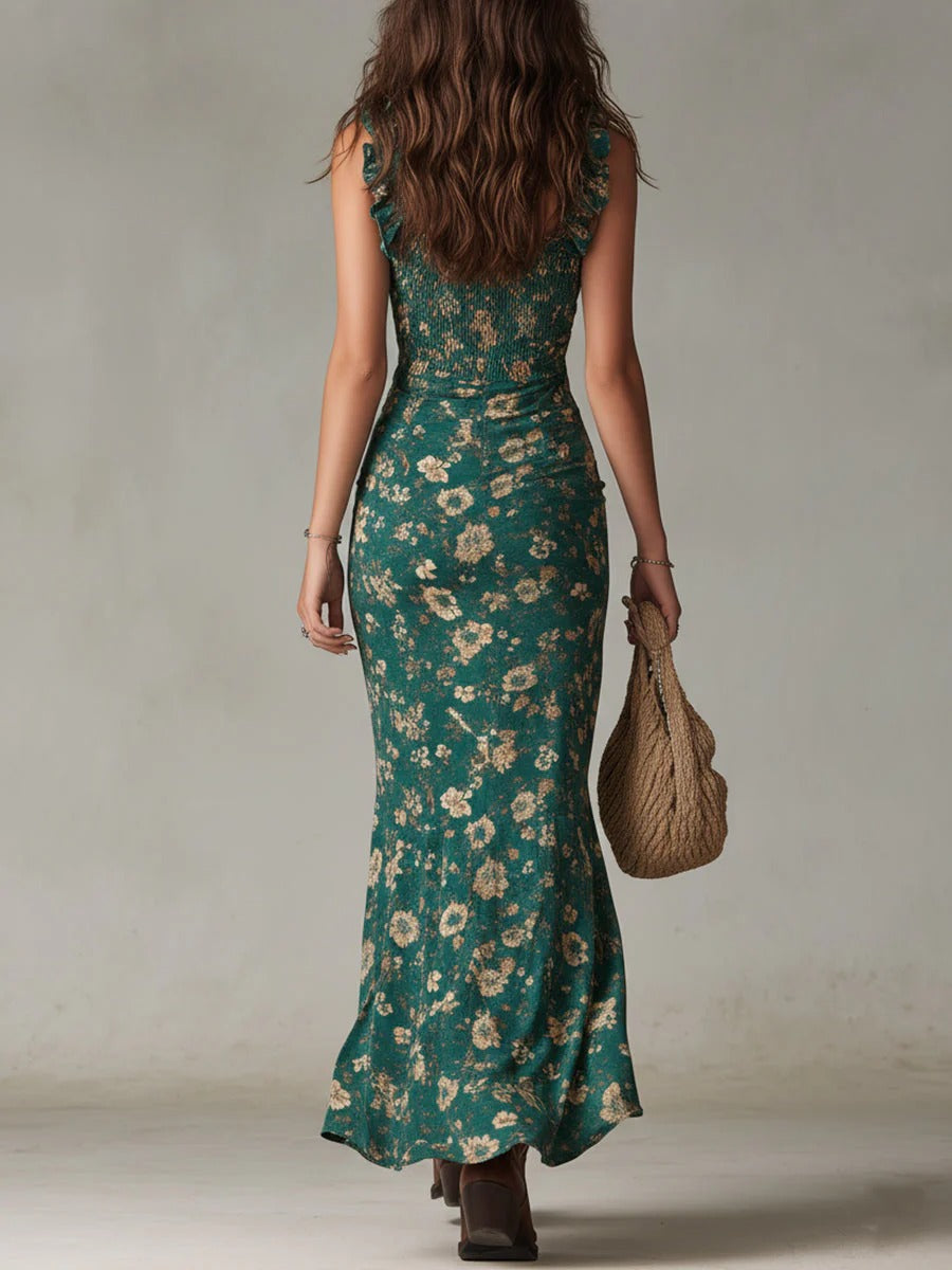 Fiorra - Florales Boho-Maxikleid mit Schlitz