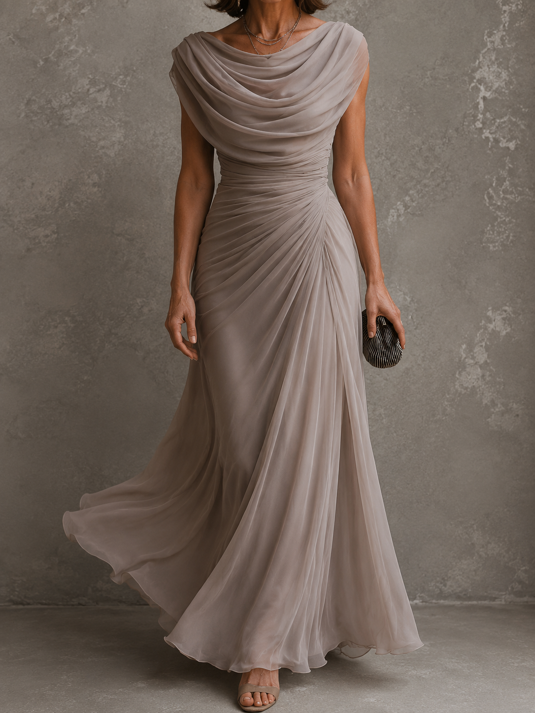 Jilliann - Ärmelloses drapiertes Maxikleid
