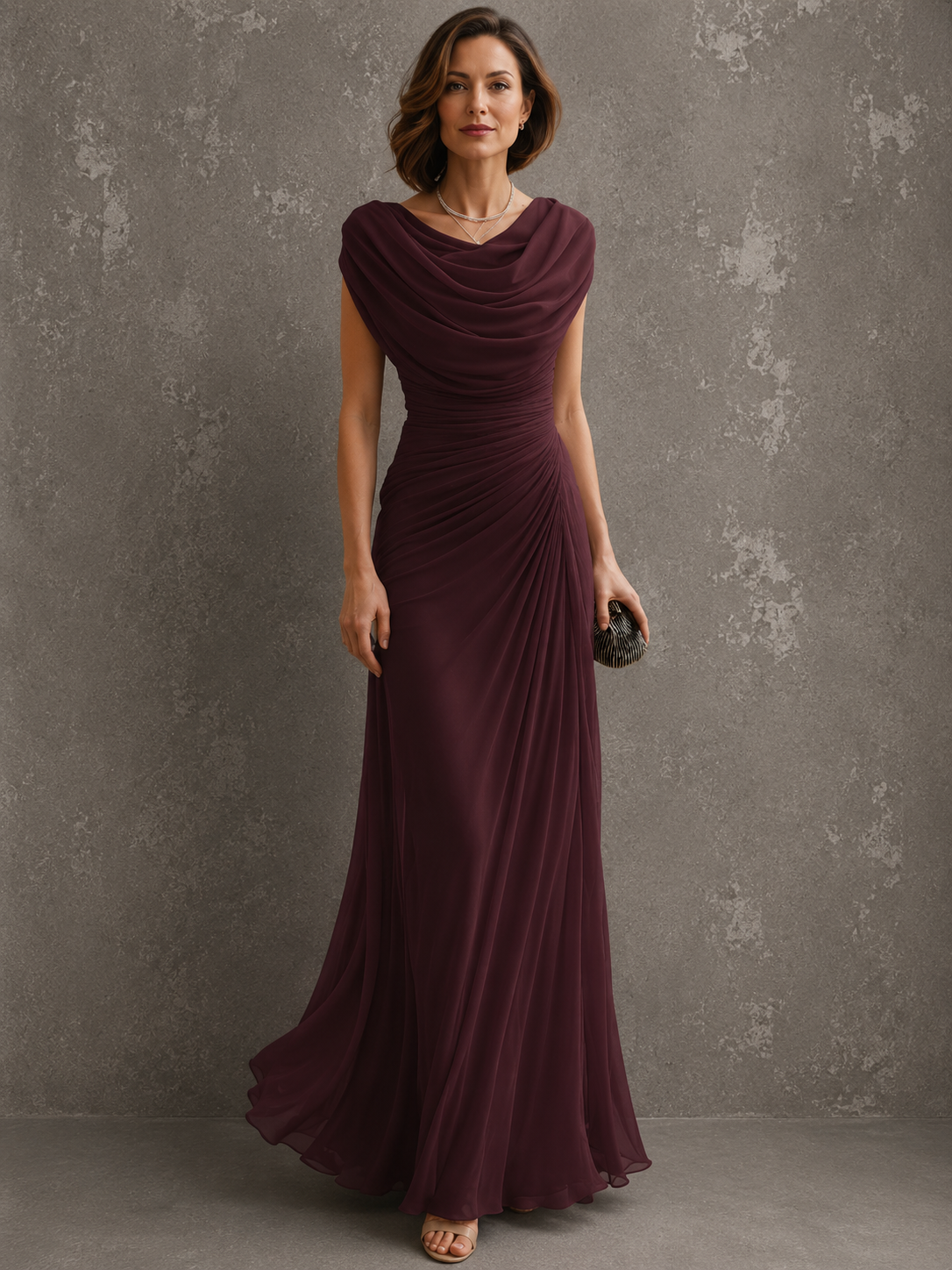 Jilliann - Ärmelloses drapiertes Maxikleid
