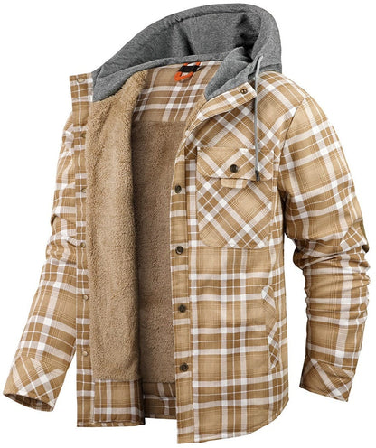 James - Gefütterte Flanelljacke mit Kapuze