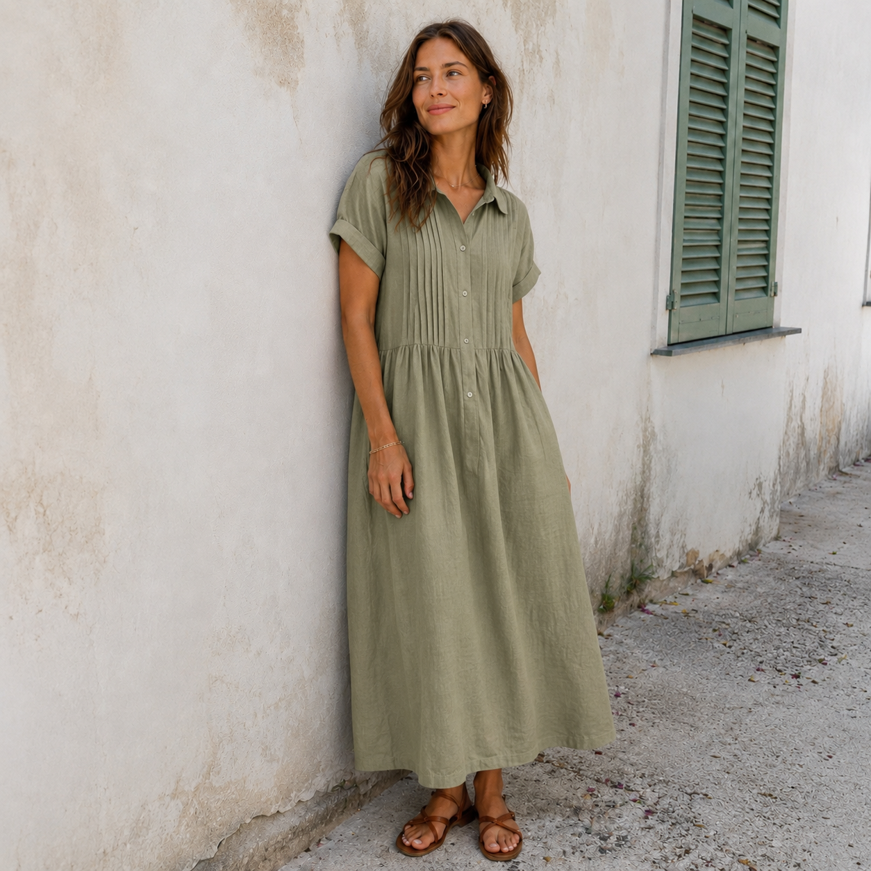 Milagros - Baumwoll Maxi Hemdkleid