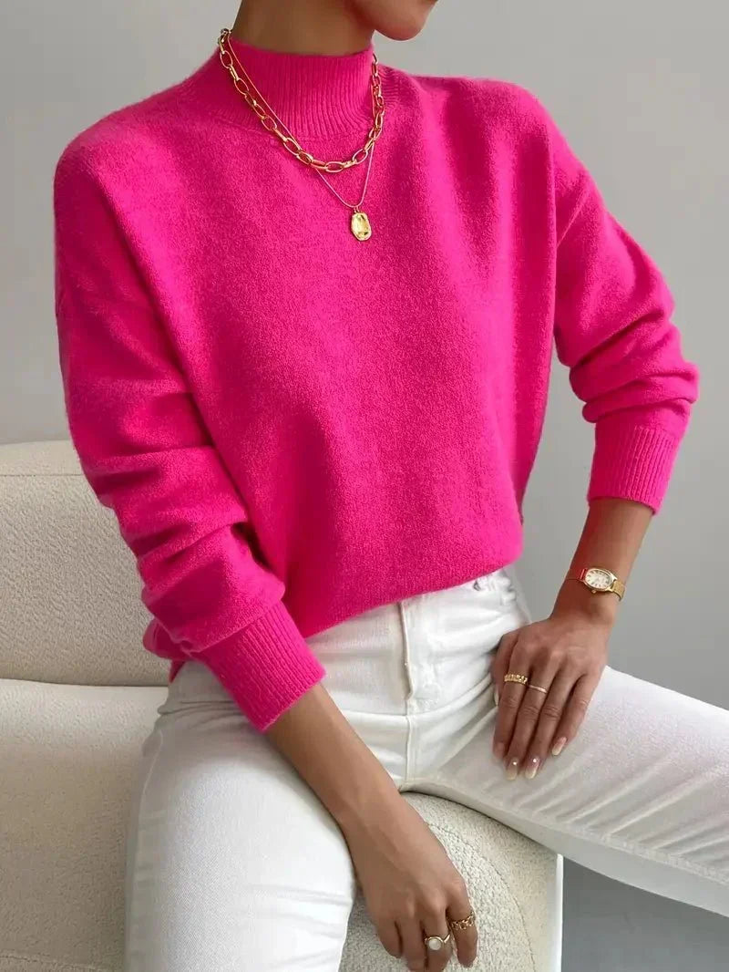 Christiane- Feinstrickpullover mit Stehkragen