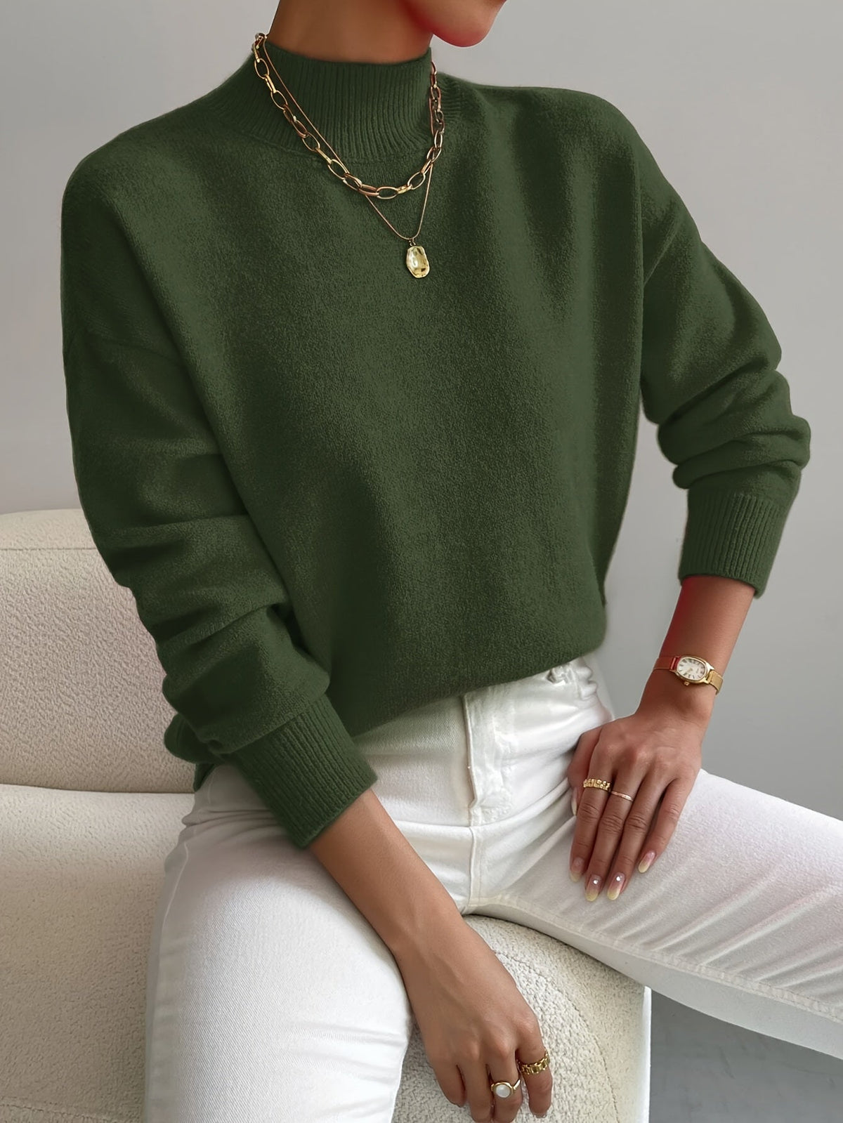 Christiane- Feinstrickpullover mit Stehkragen