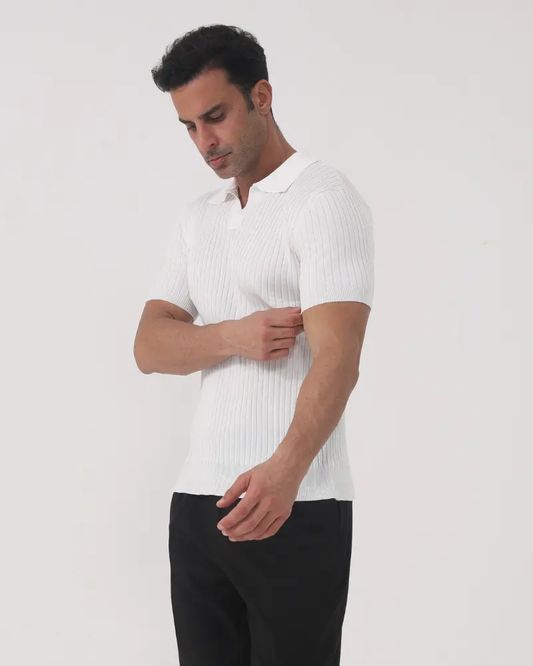 Micah - Geripptes Mesh-Polo