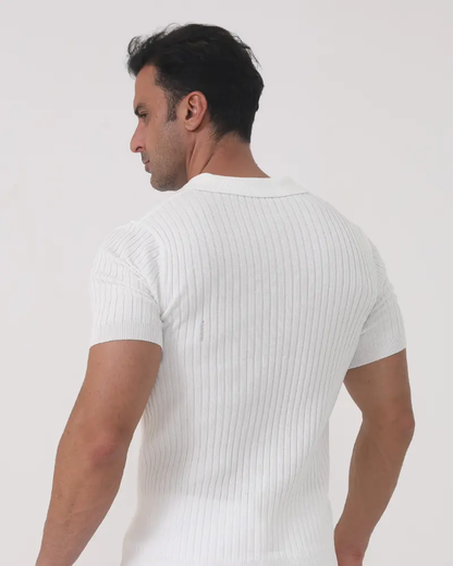 Micah - Geripptes Mesh-Polo