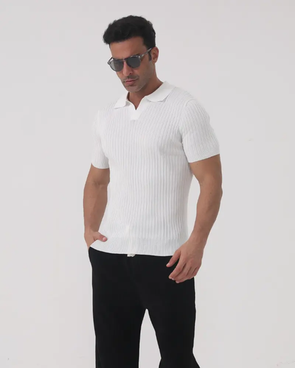 Micah - Geripptes Mesh-Polo